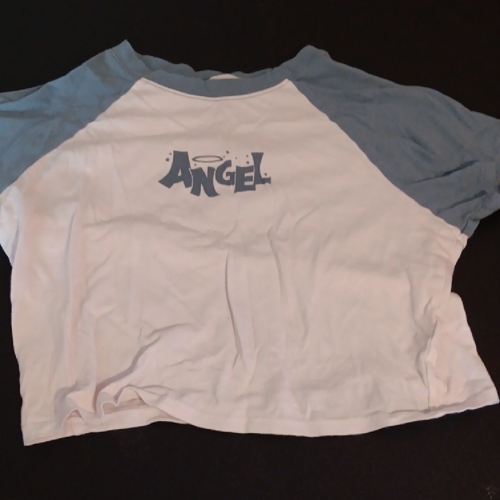 Angel Short Sleeve Tees White and Blue
